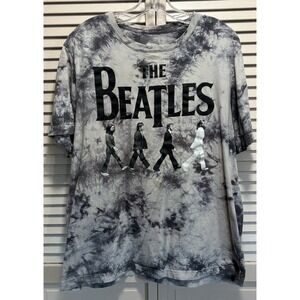 The Beatles Graphic Shirt Short Sleeve Size XL Tie Dye Black/Gray Band Rock‎